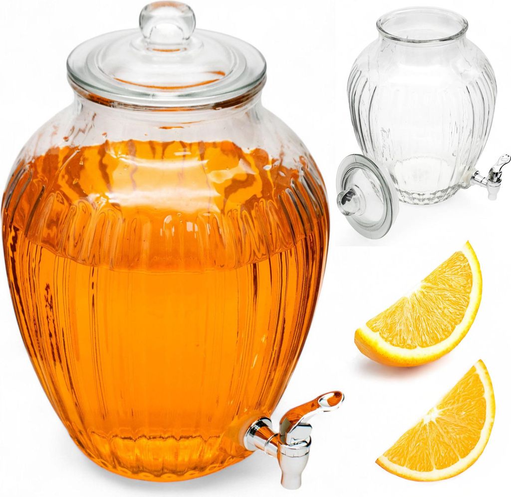 Słój Szklany z Kranikiem 10L na Lemoniadę Beczka Wodę Zdjęcie produktu 