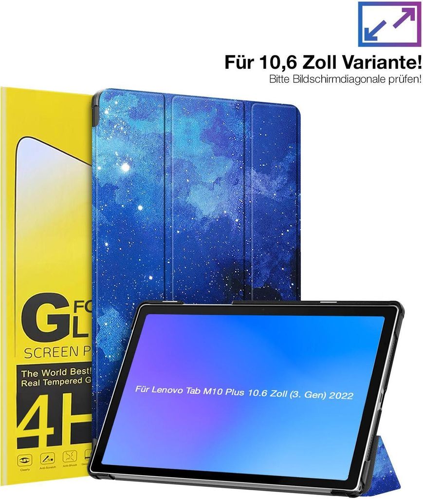 Schutzhülle + 2x 4H Displayfolie für Lenovo Tab M10 Plus 10.6 3. Gen 2022 Cover Case Schutz Tablet Farbe: Starry Sky
