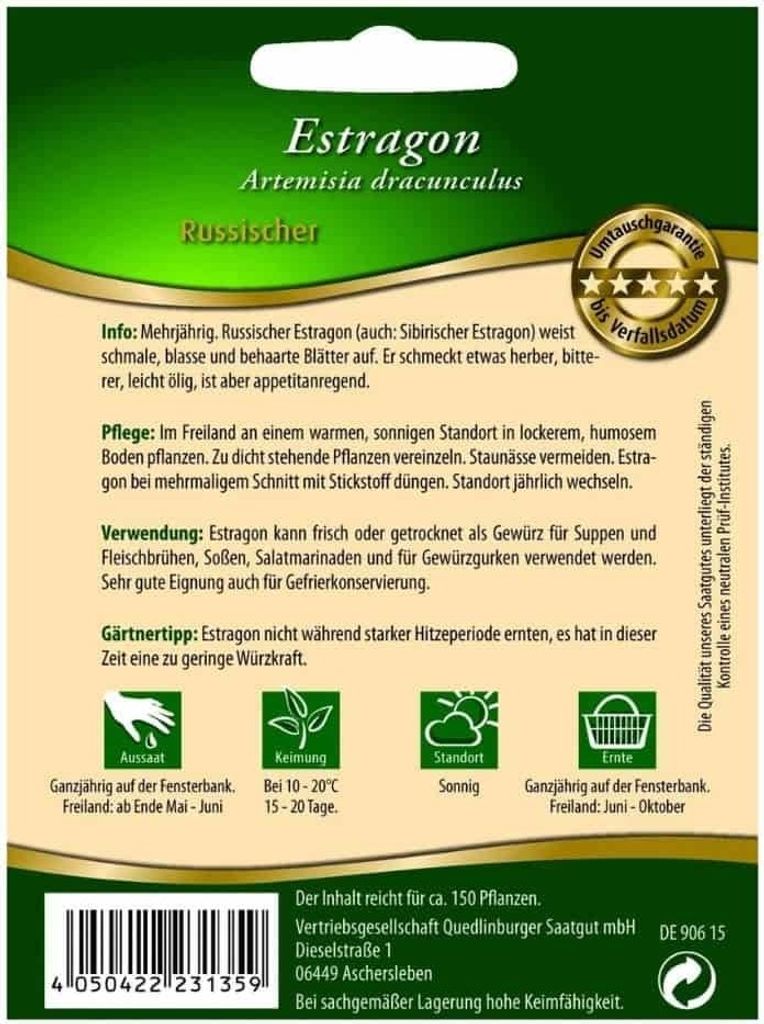 Estragon, Russischer Produktbild 
