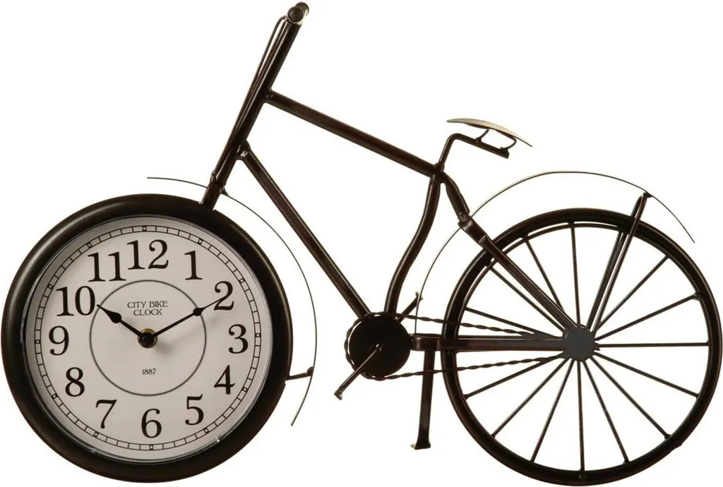 Horloge de table vélo vintage en fer forgé noir, cadran chiffres romains
