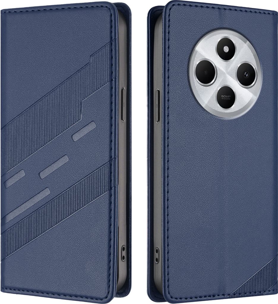 Hülle für Xiaomi Redmi 14C/ 14R/ A3 Pro/ A4 5G/Poco C75 5G/4G, Kunstleder Brieftaschen Handyhülle mit Kartenfach und Standfunktion Blau