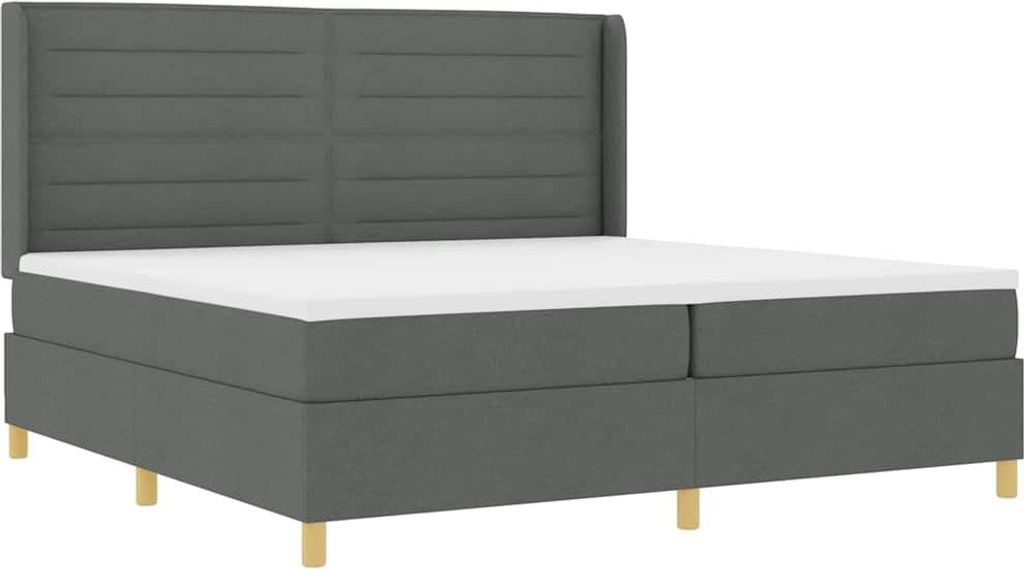 vidaXL Boxspringbett mit Matratze mit LED Grau 200 x 200 cm Stoff