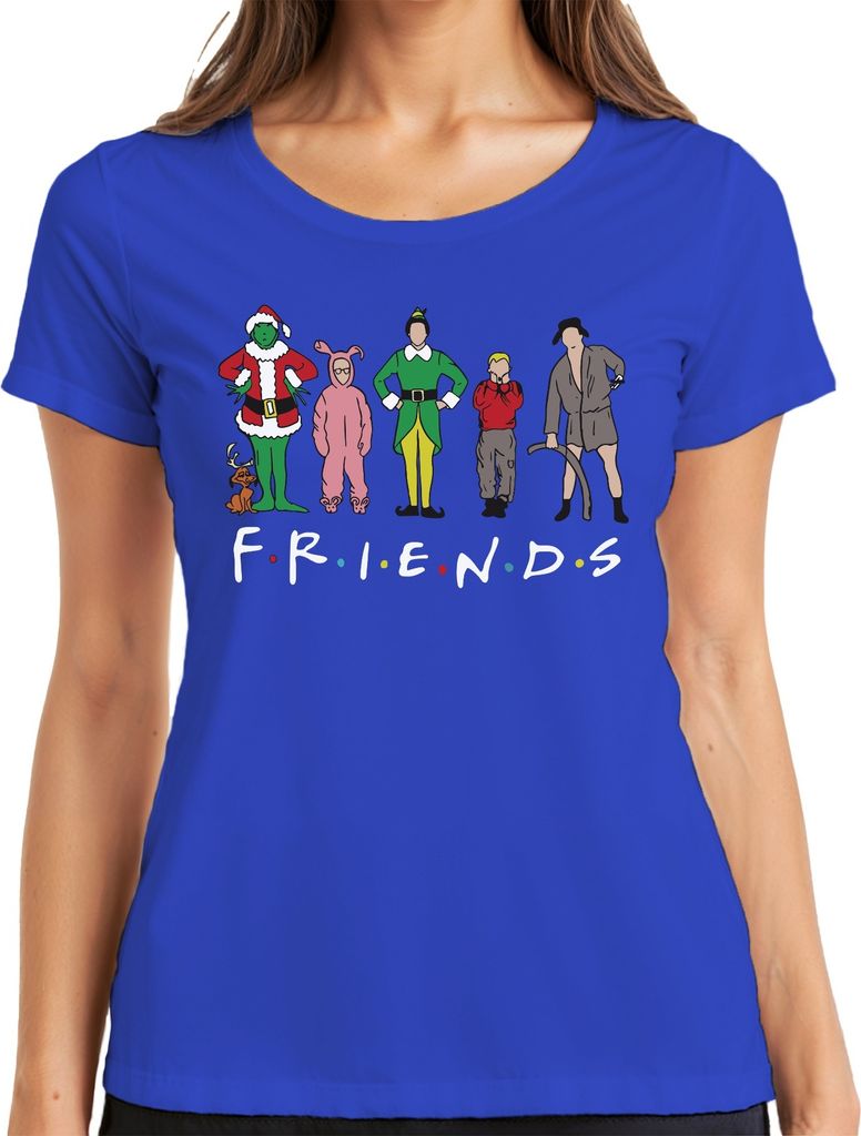 Friends Weihnachtsfilme Cartoon - Weihnachten Christmas Xmas Damen T-Shirt, Blau, L