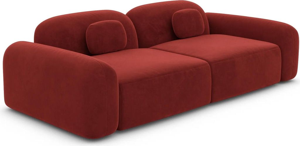 Samtstoff 2-Sitzer Couch Nuvia Rot