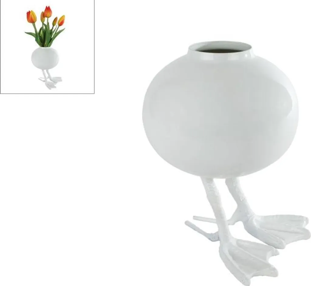 Vase Décoration Duck S blanc et métal 12x12x16cm design multicolore