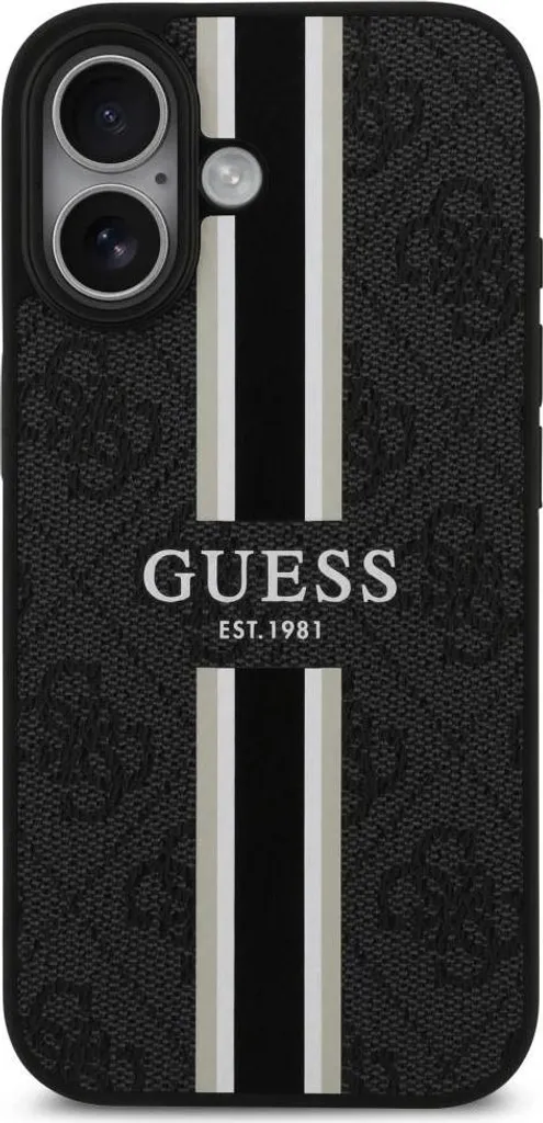 Guess Cover iPhone 17 MagSafe 4G Stripes Nera - Protezione Anti-Urto - 3