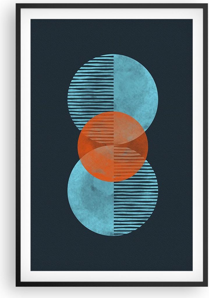 Gerahmtes Poster - Schwarzer Rahmen - Abstraktion Räder Gürtel - 61x91,5 cm - Wand Bild - Wanddeko - Wandbilder - Kunstposter - Wandposter - Bild...