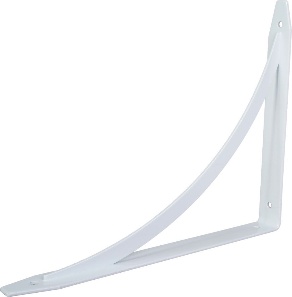 A single white shelf bracket is shown against a white background.