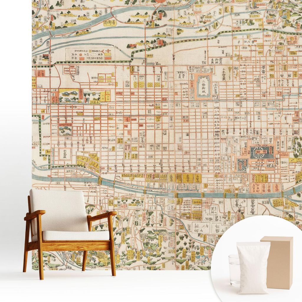 Fototapete - 250x250 cm - Tapete - Wandtapete - Wandbilder - Dekofolie - Tapete Folie - Wand - Dekoration - Wohnzimmer - Antike Karte