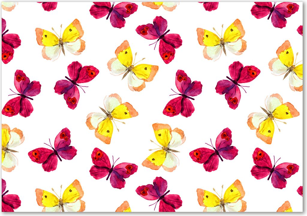 Tulup Leinwandbild - 100x70 cm - Wandkunst - Drucke auf Leinwand - Leinwanddruck - Tiere - Rot - Schmetterling Blumen