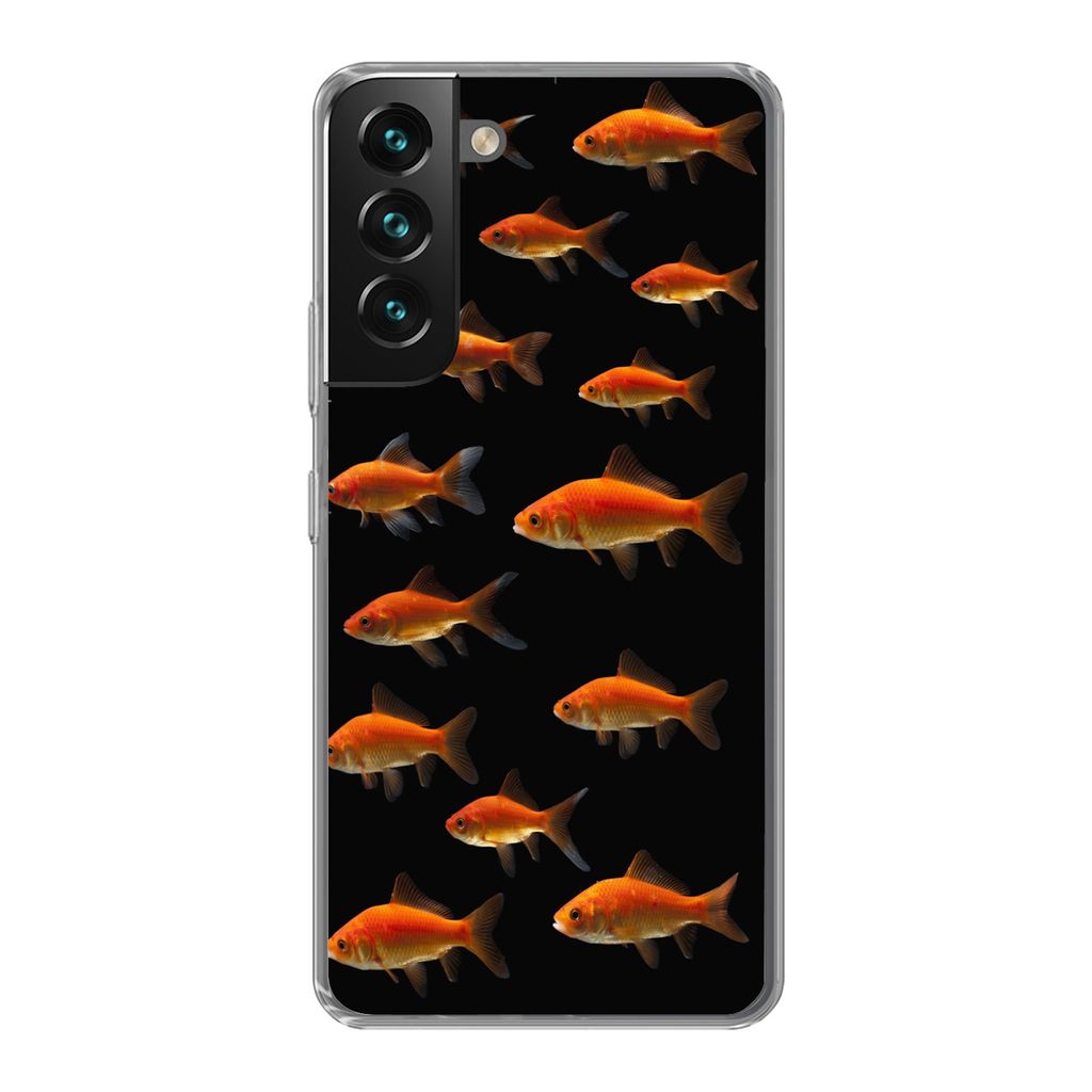 MuchoWow Handyhülle Schutzhülle Hülle für Samsung Galaxy S22 Goldfisch - Tiere - Schwarz Silikon Softcase Handy Hülle - Mobiltelefonhülle