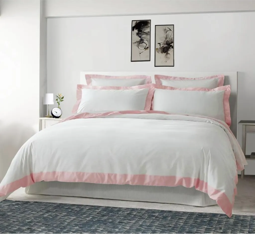Linge de lit en coton Sublime rose 240x220 : parure complète pour adulte