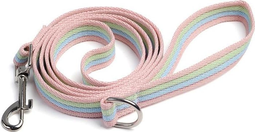 INF Gradient Polyester Hundeleine mit 360° Drehwirbel - Verwicklungsfreie Leine Rosa + Blau