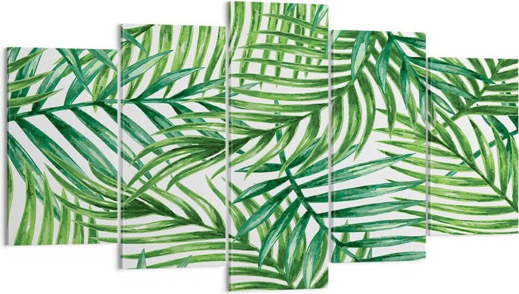 Bild auf Leinwand - Leinwandbild - Palme Blatt grün - 160x85cm - Wand Bild - Wanddeko - Wandbilder - Leinwanddruck - Bilder - Kunstdruck - Wanddek...