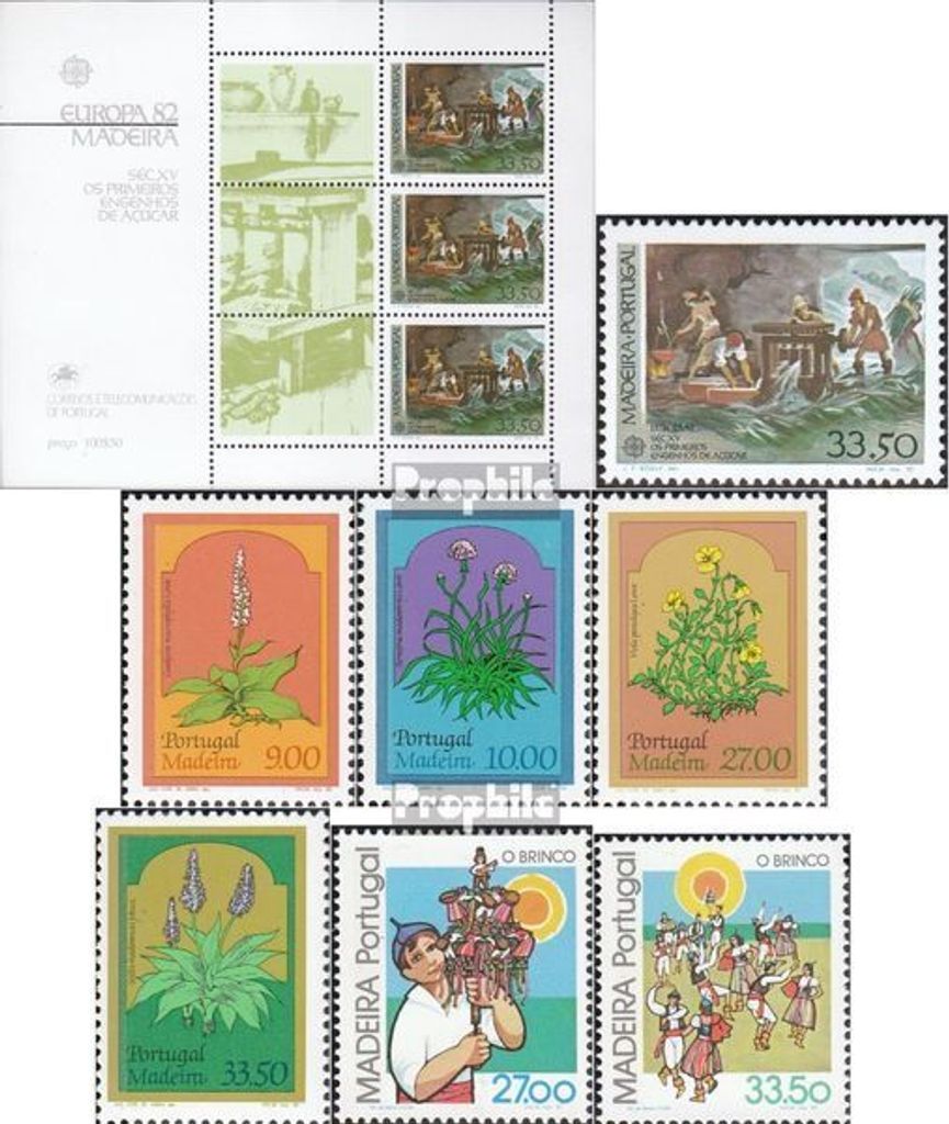 Briefmarken Portugal - Madeira 1982 Mi 77-83 (kompl.Ausg.) Jahrgang 1982 komplett postfrisch Europa: Historische Ereignisse