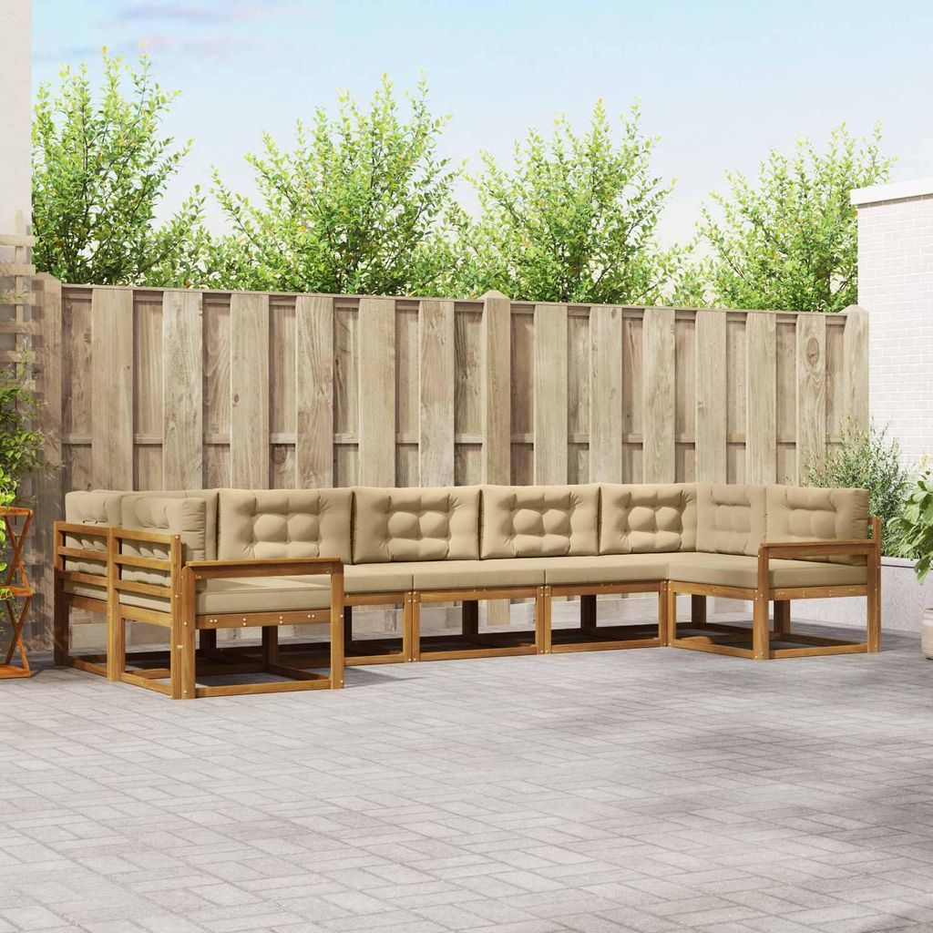 Outdoor-Sofagarnitur mit Kissen (7 pcs)- CLORIS - Natur und Beige - Gartensofas C344