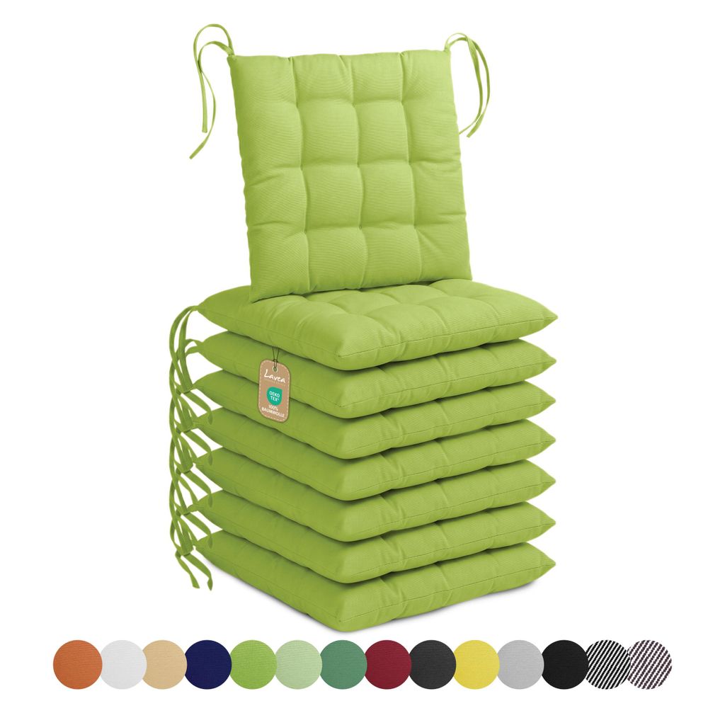 Lavea® Sitzkissen 40x40 cm - 8er Set,  mit Stoffbändern – Produktbild 