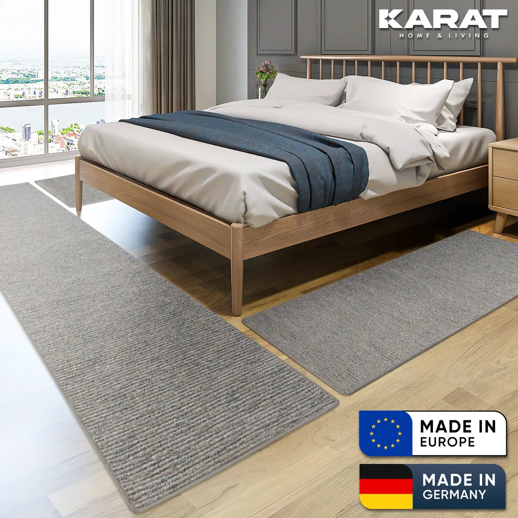 Parure de lit Geneva gris argenté avec chemin 250cm et 2 ponts assortis