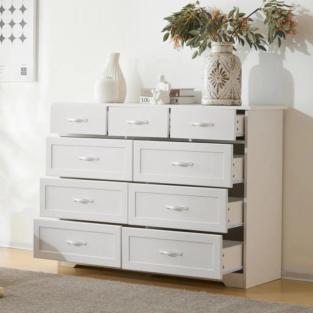 Commode Robuste 9 Tiroirs avec Sécurité Anti-basculement AIORBER Blanche - 3
