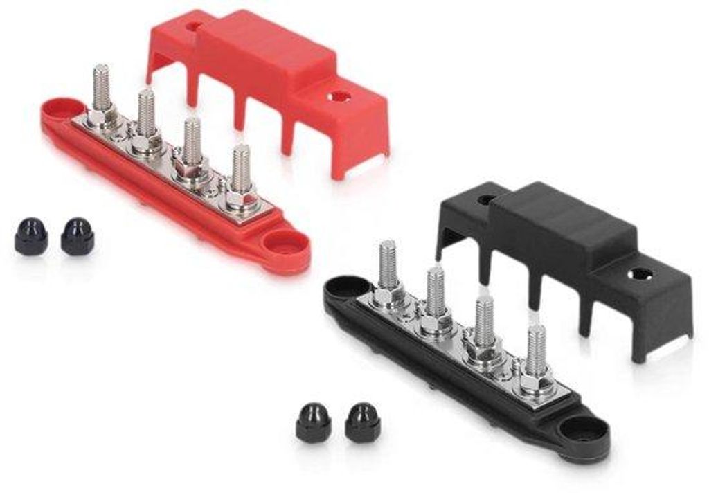 Marine Power Distribution Block mit Abdeckung - 250 Amp - Batterie Busbar Terminal Block für Boot - RV - Auto - Rot + Schwarz