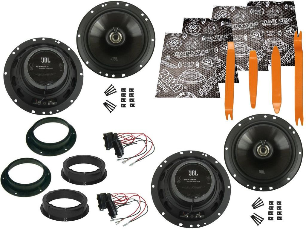 JBL Boxen Set für VW Golf 5 1Km Bj 03-12 Tür vorne hinten Dämmmatte Bügel 1200 W