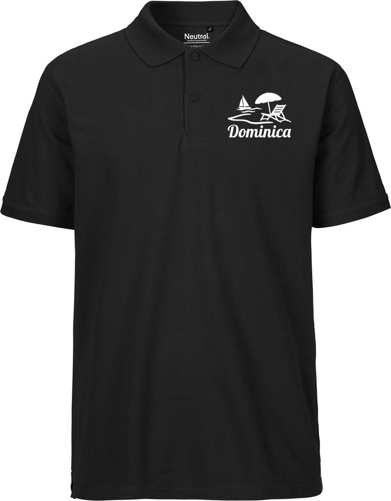 Huuraa Herren Polo Shirt Dominica Inselmotiv Karibik XXL Black Bio Baumwolle Fairtrade Poloshirt Geschenkidee