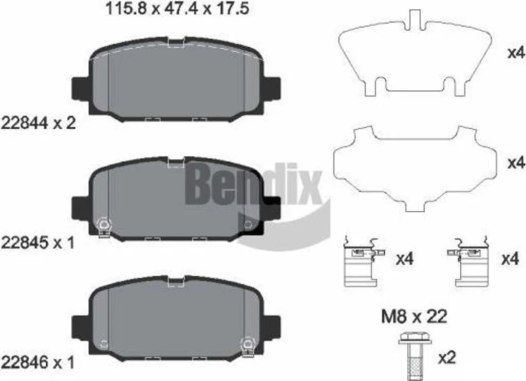 Plaquettes BENDIX BPD2330 Haute Performance OE 68353597AA Jeep et Fiat