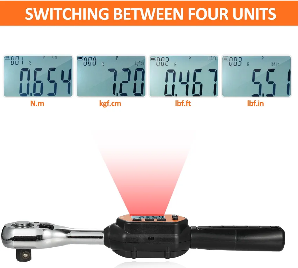 EWM-R-100 Mini Clé à Molette Digitale 1/2'' avec Écran LCD Rétro-éclairé