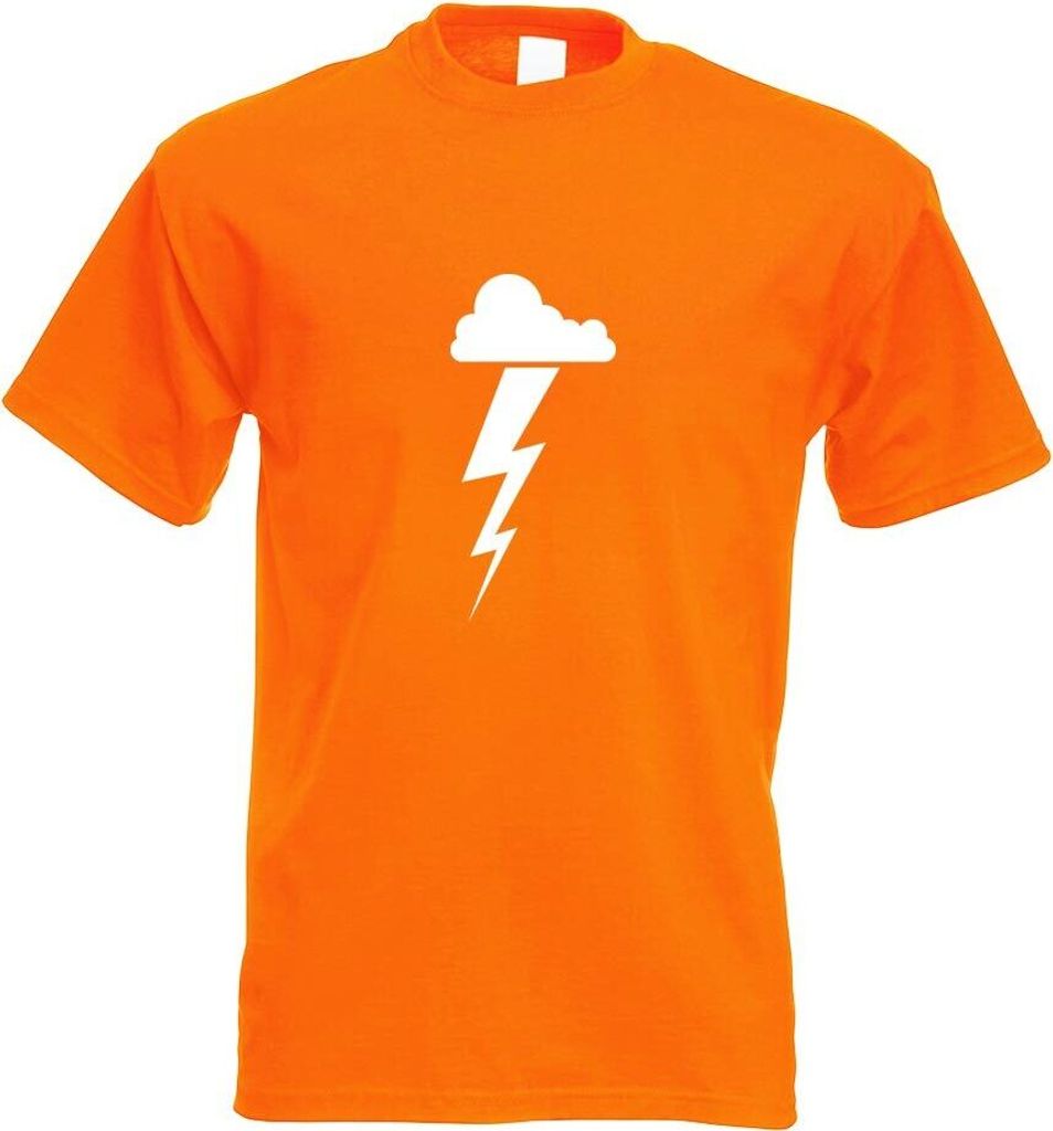 Kiwistar - T-Shirt - orange - Gewitterwolke Blitz Motiv Bedruckt Funshirt Design Print - mit Motiv Bedruckt - Funshirt Design - Sport - Freizeit - ...