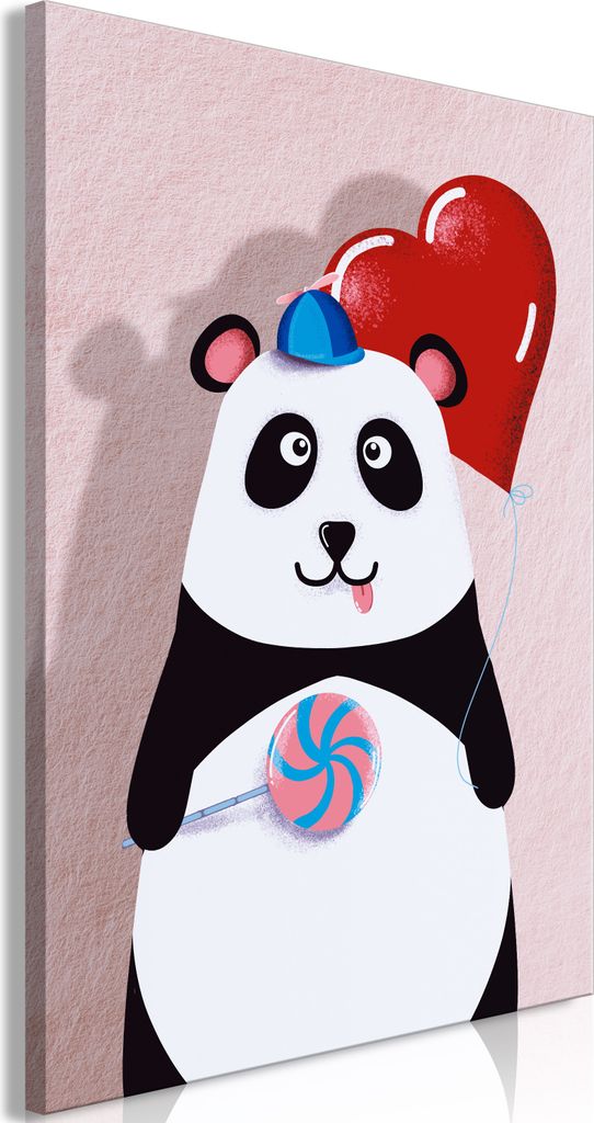 Italienischer Leinwand Leinwandbild - Panda with a Balloon (1 Part) Vertical 20x30 cm Für Kinder g-A-0191-b-a