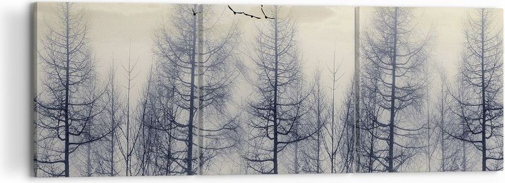 Bild auf Leinwand - Leinwandbild - 3 Teile - Bäume Vögel Himmel - 120x40cm - Wand Bild - Wanddeko - Wandbilder - Leinwanddruck - Bilder - Wanddek...