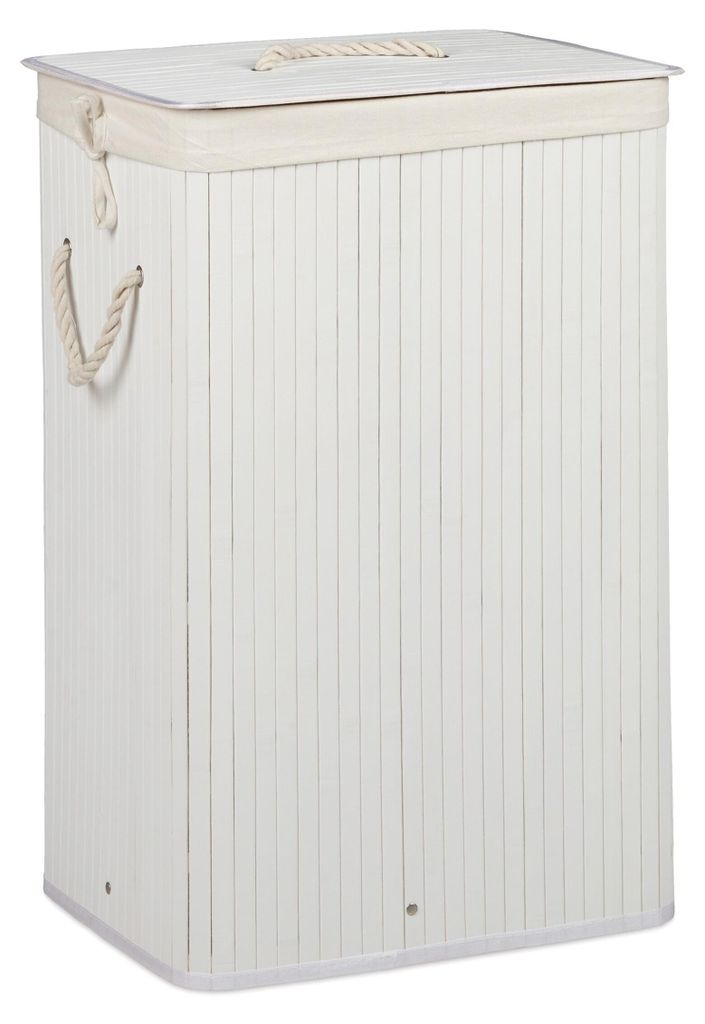 Relaxdays wasmand van bamboe, met deksel, rechthoekig, XL, Productafbeelding 