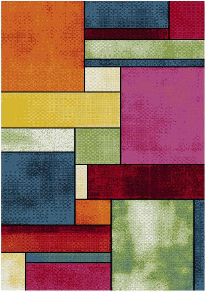 Gewebter Wohn- und Schlafzimmerteppich GEOME mit geometrischem Muster