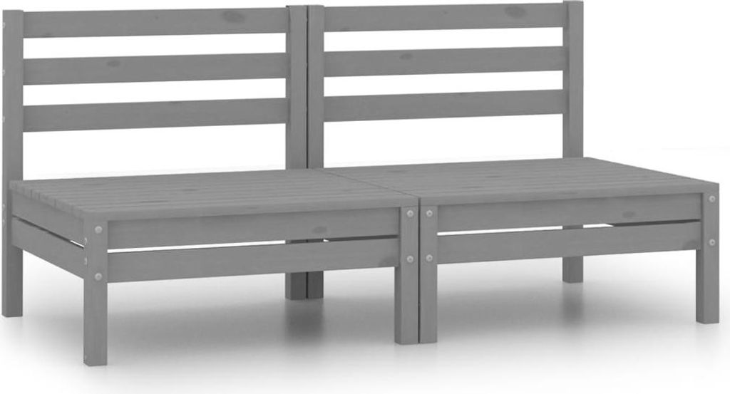 vidaXL 2-Sitzer-Gartensofa Grau Kiefer Massivholz Produktbild 