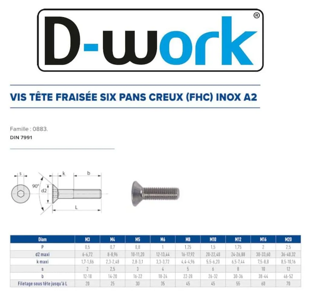 Vis Inox A2 10x100 mm FHC : Stop à la Rouille et aux Têtes Dépassantes