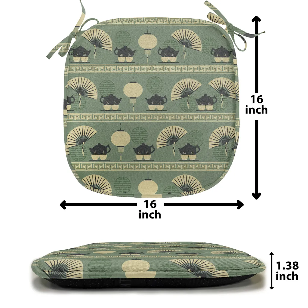 Coussin Assise Imperméable avec Sangles 40x40 cm Lot de 8 Vert Noir - 2