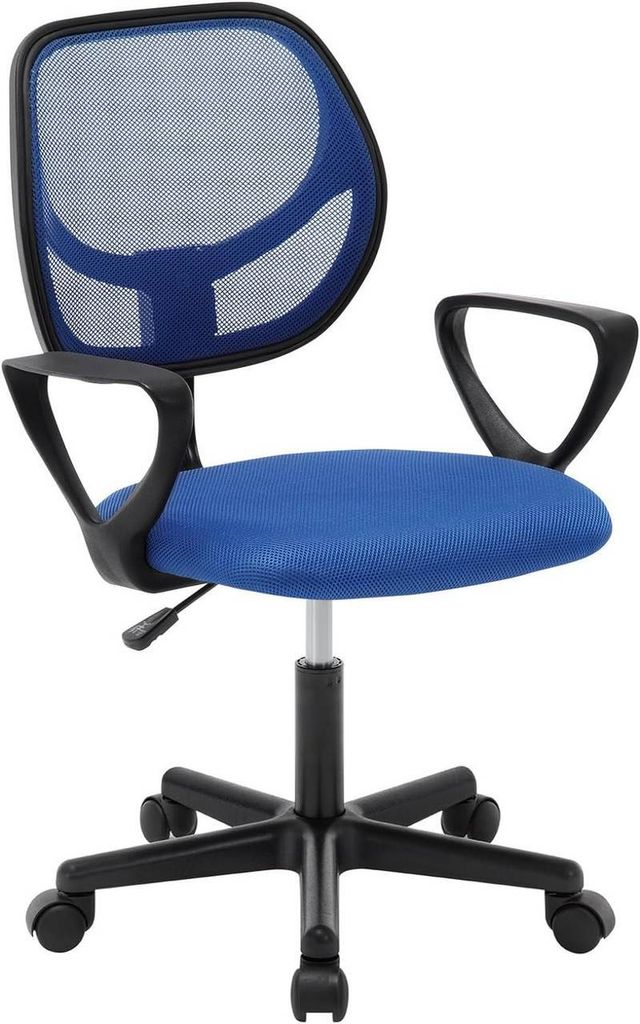 Klihome Schreibtischstuhl Kinder, Bürostuhl, Kinderdrehstuhl, aus Netzstoff : Blau Farbe: Blau