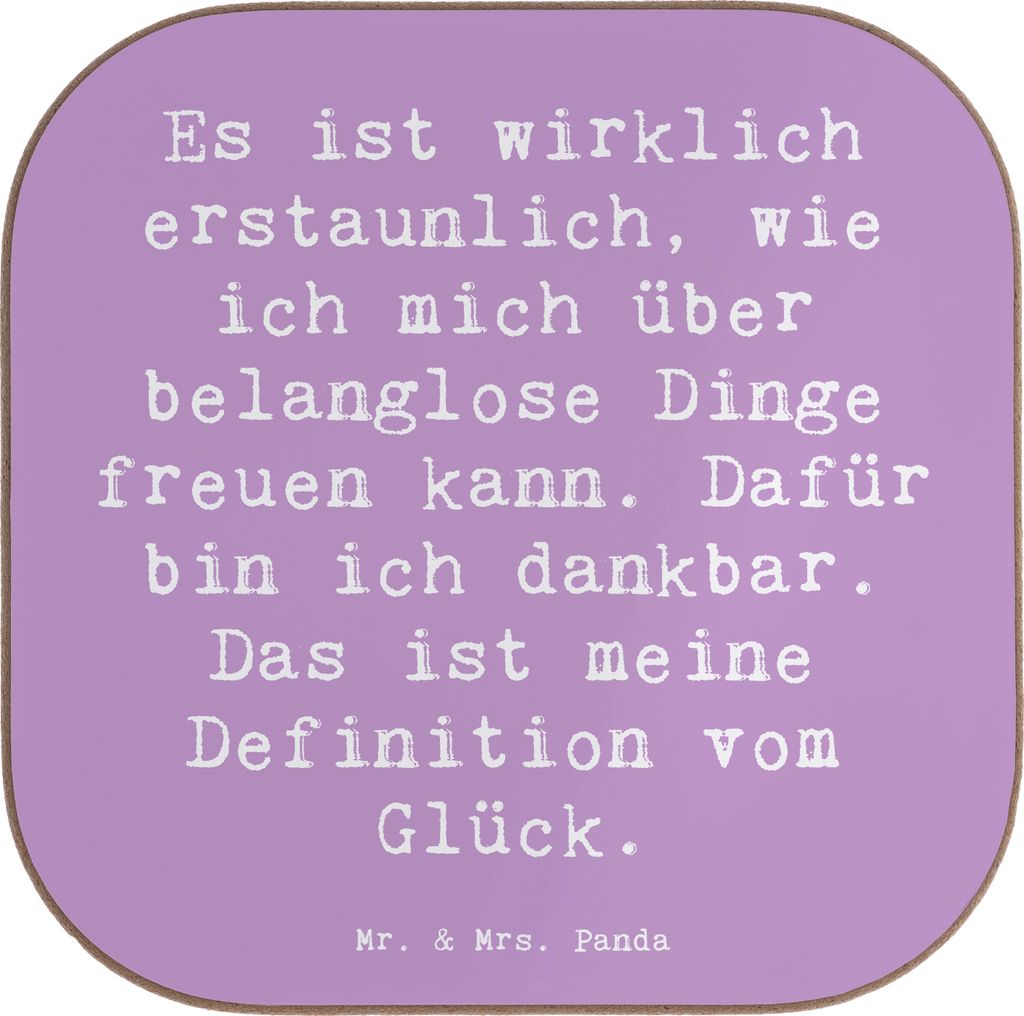Mr. & Mrs. Panda Tischuntersetzer Spruch Dankbarkeit für kleine Dinge - Lavendeltraum - Geschenk, Gefühl, Zitat, Achtsamkeit, Motivation, Flasche...