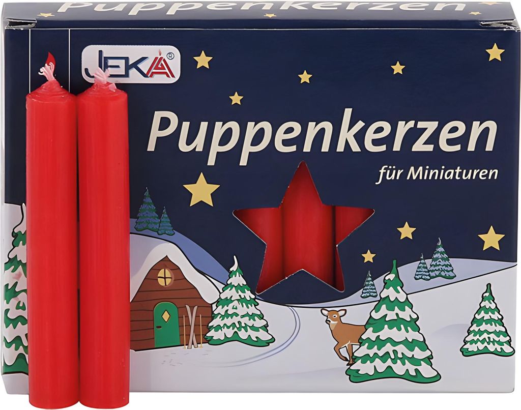 Puppenkerzen groß, rot 20 Stück, 10x65mm Produktbild 