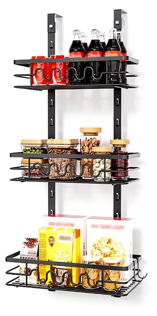 Gewürzregal für die Tür, 3 Etagen aus Metall zum Aufhängen, Organizer für Küche, Bad und Schlafzimmer