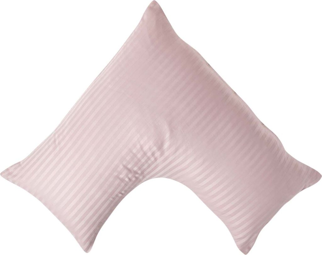 HOMESCAPES Damast Kissenbezug V Form Fadenzahl 330 zart lila