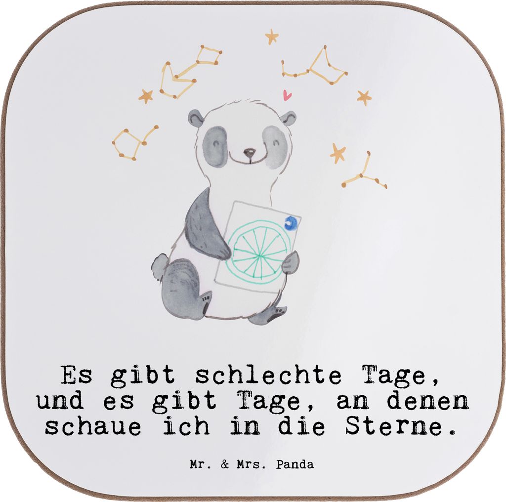 Mr. & Mrs. Panda unterleger Panda Astrologie - Weiß - Geschenk, Holzuntersetzer, Tischschoner, Horoskop, Sternbilder, gläseruntersetzer, Getränk...