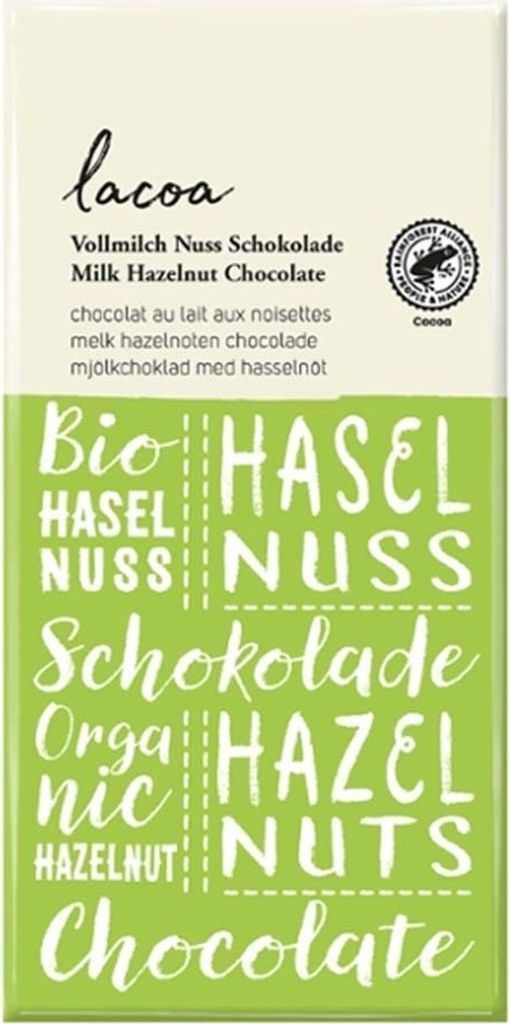 A chocolate bar wrapper with brand name and product description.