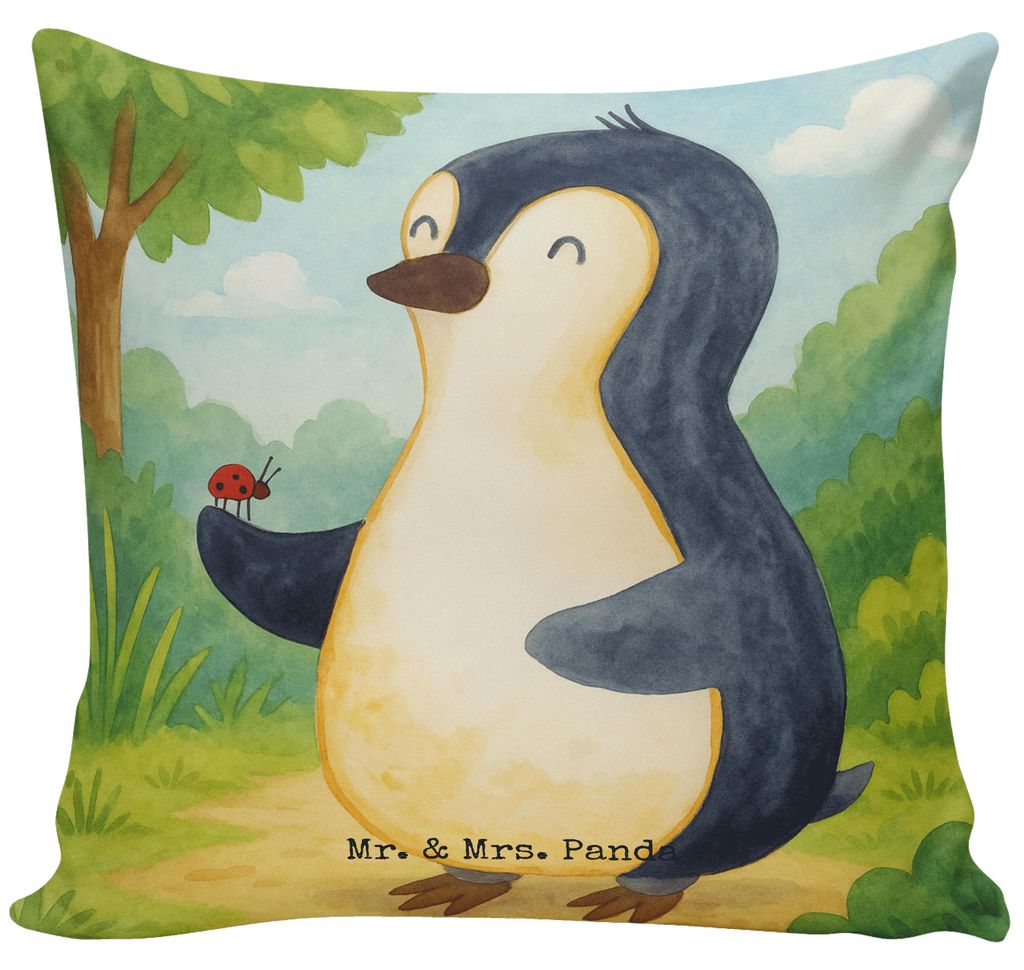 Mr. & Mrs. Panda Kuschel Kissen Pinguin Marienkäfer Design - Weiß - Geschenk, Zierkissen, für couch, Sofakissen, Pinguine, Kleine Wunder, Aufmer...
