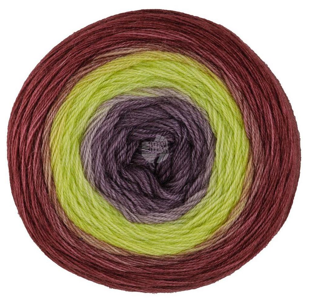 Lana Grossa - Merino Lace Aquarell 0019 bordeaux zitrusgelb dunkelgrauviolett