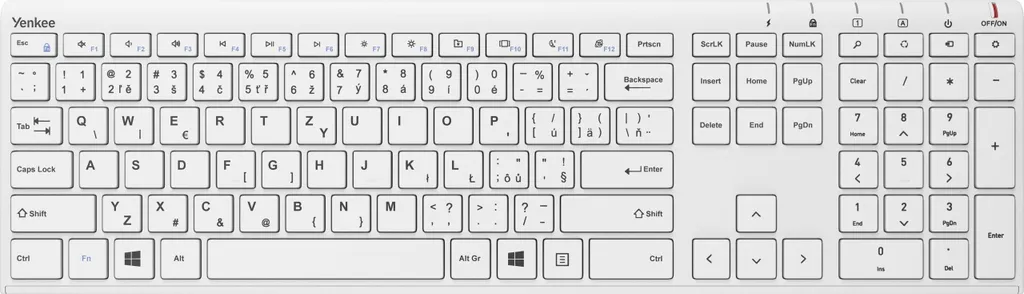 Clavier Yenkee Ykb 2000 Cswe - Fr/En Clavier Sans Fil Blanc Ultra-Mince