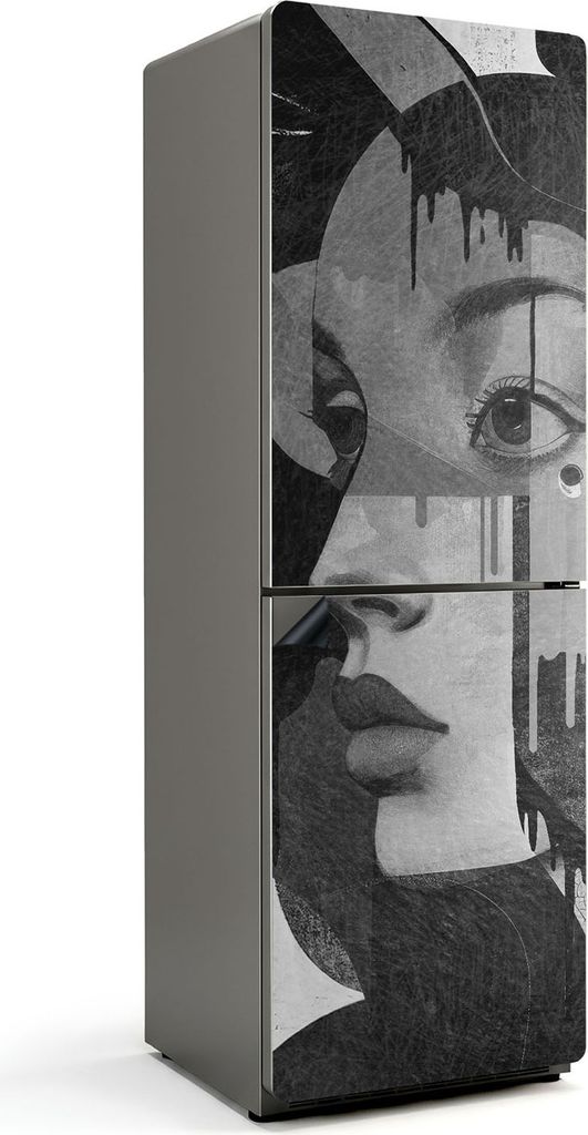 Abstraktes Porträt einer Frau – Magnetische Kühlschrank Abdeckung – Dekorfolie magnetisch Küche – Kühlschrank Magnet Deko – selbstklebe...