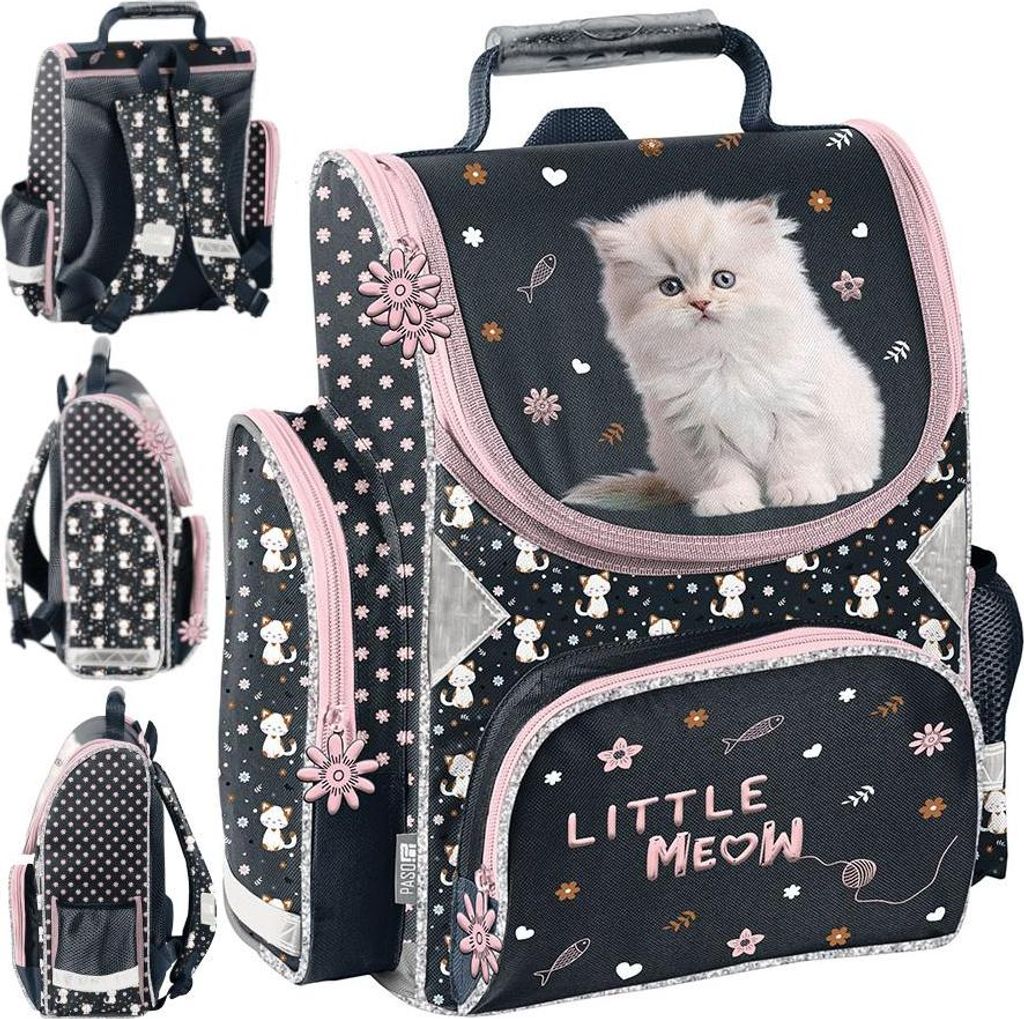 PASO Schulranzen für Mädchen mit Katzenmotiv Produktbild 
