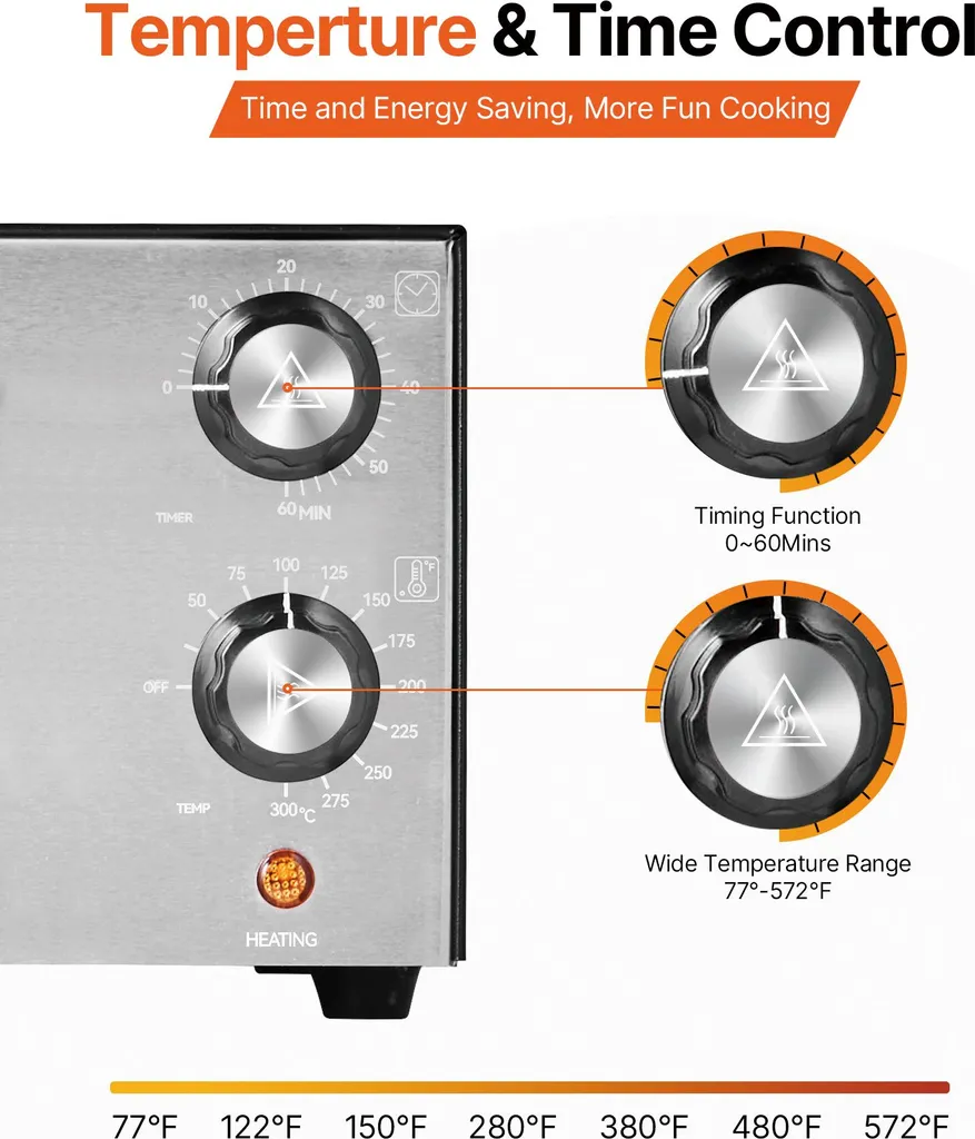 Four à pizza 300°C électrique compact 1450W avec minuteur