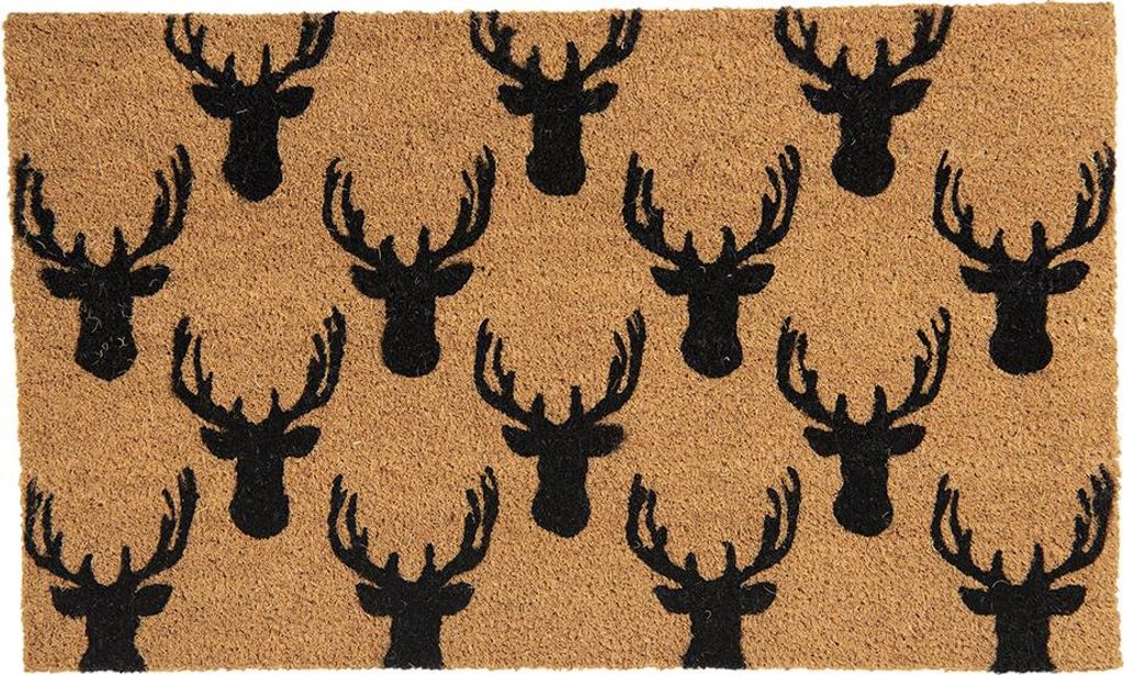Clayre & Eef Fußmatte 75x45 cm Braun Kokosnuss Elch Produktbild 